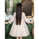 Gemmes colorés Petite fille robe haut de gamme Robe princesse Girls Performance Suit Light Luxury Niche Host 9215 White Long Mancheve [Jupe simple] M 120C