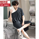 Victoria Men's Summer Short à manches à manches à manches à manches courtes intégrées Modal de grande taille de grande taille de grandeur de grande taille Summer YM844 Flower Grey Men's Nightgown 3xl Height 185-190 Poids 180-200