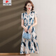 皮尔卡丹（pierre cardin）【1392人收藏】夏季显瘦妈妈气质连衣裙2025年新款时尚中老年妈妈 蓝色 L (建议90-100斤左右)