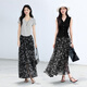 Eifli (eifini) Eifli's light and flowing waist beef tendon black cashew flower long cake skirt for women 2025 summer new style snow crystal black M