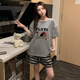 Jaetinwsinn2025 Nouveau pyjamas en coton pur pour femmes en été à manches courtes à manches minces d'été Cartoon Coton Cotton Home Vêtements en deux pièces C723 # [100% coton] L [155-165 cm 100-120Jin [Jin est égal à 0,5 kg]]]