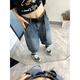 GANGPU TENDY ANTIGUO ANTIGUOS PROTISES DE DEJOS DE PARTIR PARA HOMBRES Y MUJER 2025 Summer Nuevo pantalones recortados Versátiles Harlan Mid Pants sueltos Azul 2xl