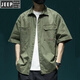 Jeep (Jeep) Camisa de verano de verano La marca retro de manga corta de manga corta de manga de mangas a gran tamaño de la camisa de la camisa japonesa del bolsillo de la camisa japonesa American Japanes
