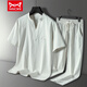 Catman (MiiOW) men's pajamas summer ice silk cool short-sleeved trousers new style can be worn on the outside summer large-size home clothing set 9906 black [short sleeves + shorts] set 3XL [140-155Jin [Jin equals 0.5 kg]]