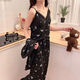 
Xianxiu sweet cartoon spring pajamas three-piece set for women's cute home clothes long sleeves trousers 13807# gray 170 M
