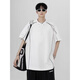 
COLORFUL GEMS summer contrasting line shoulder pad short-sleeved shirt men's design small neckline 1421 white M