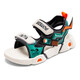 Boys Sandals 2025 Summer Breathable Children's Shoes Medium Big Children Soft Sole Little Boys Beach Shoes Trendy Wholesale Dropshipping 608-White Green 28