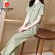 Pierre Cardan Fashion Set for Women Summer 2025 Nuevo estilo Mujeres delgadas de moda Camisa de manga corta de cuello corto Pantalones rectos Set para mujeres 12608 Black Set L [sugerido 95-110Jin [Jin iguala 0.5 kg]]]
