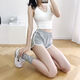 Gray sports shorts for women in summer wear high waist slim casual and versatile wide-leg jogging fitness yoga hot pants Royal Patty D01 gray L