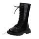 Directly happy children's boots for girls' summer new hollow high boots performance model show white Martin boots student boots black 30 inner length 18.5cm