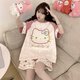 Junjunsui Dimei Kiti Cat Pajamas for Women in Summer 2025 New Pure Cotton Short Sleeve Cartoon Student Large Size Summer Home Suit Set Short-Z-9922 L [Suggested 100-120Jin [Jin equals 0.5 kg]]