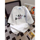 Bunte Edelsteine ​​schwere runde Hals weiße Katze gedrucktes kurzärmeliges Hemd für Männer und Frauen Sommer Trendy American Ehepaar Loose Fünf-Punkte-Hülle Top 1416 White Grey L.