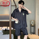 浪莎（LangSha）轻奢男士睡衣夏季冰丝短袖裤纯色黑色夏天薄款男生仿真家居服套装 12532【云朵棉绉布款】 L (建议身高170左右体重100-1