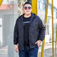 Fhhuabd Plus Fat Jacket Fat Jacket Fat Jaqueta delgada Spring and Autumn Flow Tend tendencia Top Clothing 826 Spring and Autumn Black l 100-120Jin [Jin equivale a 0.5 kg]