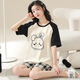 Cat Man (Miiow) Pajamas para mujeres en verano algodón puro manga corta dibujos animados dulces de dibujos animados para mujeres para ropa al aire libre set de ropa para el hogar de gran tamaño KNC3519 L