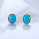 Diamond Yellow 18K Gold Turquoise Earrings for Women Colored Gemstone Earrings Colorful Treasures for Wife and Girlfriend Birthday Gift Yellow 18K Gold Turquoise 5mm*7mm/Pair