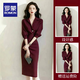 ROMON French unique formal occasion professional shirt dress for women autumn new style cold temperament suit skirt burgundy dress [standard version] L Recommended 105-120Jin [Jin equals 0.5 kg]