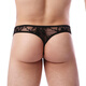 Zi Jiafu Y Men's Lace Underwear Sexy Bow Tie Underwear Tempting Low Waist Transparent Men's Thong Black L