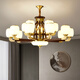 
HP's latest new Chinese chandeliers living room lights walnut color Chinese style bedroom dining room lights modern atmosphere HX9928 head three-color light