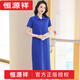 恒源祥（hengyuanxiang）Polo领连衣裙纯棉女夏季翻领长款过膝宽松休闲运动大码短袖t恤裙1 品牌绿色   9859款 S 90-100斤