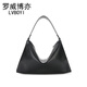 Luo Weibo también bolso tipo sobre básico, bolso de lujo ligero de cuero genuino, bolso para axila, bolso cuadrado pequeño, bolso de mano simple, bolso de bola de masa de moda, bolso hobo, negro-