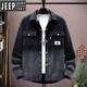 Jeep Spirit La chaqueta de mezclilla de la camisa de manga larga para hombres y la solapa de trabajo de gama alta de otoño, la marca de trabajo de moda suelta civil fina 6623 negro m 95-115jin [Jin es igual a 0.5 kg] se puede usar