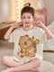 Vêtements à domicile des filles et pyjamas 2025 Nouveau produit kapibala pantalon pyjamas bébé enfant mignon costume fille pur coton n826 bambou jade guyea cochon 100 cm / 8 taille [hauteur 85-102cm]