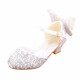Ruiyang modische Kinderprinzessinschuhe Kristallschuhe Mädchen High Heels Weiche einzige Grundschule Schülern Tanz Lederschuhe Silber mit Diamant A9928 Silber 30 innere Länge 19 cm