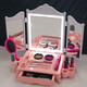 Kinder simulierte Kosmetik -Schminktisch Set Manicure Lippenstift Mascara Beauty Box Girl Toy Geschenkbox Ein Puder -PU -Paket Simuliertes Spielzeug 21 Stück