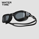 WATERTIME swimming goggles for men and women, waterproof and anti-fog, high-definition, men's myopia, women's large-frame professional diving and swimming goggles equipment, black, imported silicone/waterproof and anti-fog, flat light