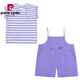 皮尔卡丹（pierre cardin）女童背带裤套装夏款2025新款中大童夏季棉休闲薄款短裤儿童夏装 紫色 两件套 120 cm