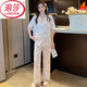 浪莎（LangSha）冰丝睡衣女夏天短袖长裤网红风2025新款春夏季薄款家居服套装 FS-9905水蜜桃【短.袖+长裤】 M 【适合75-95斤】