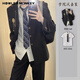 声猴西服套装男士dk小西装职业正装商务结婚jk礼服伴郎学生西服外套男 西服+长衬衫+黑西裤 XL