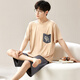 Langsha (Langsha) Modal Pajamas Los pantalones pantalones cortos de manga cortos de verano para hombres, estilo de dos piezas suelto de seda delgada de seda delgada, se puede usar la ropa de casa fuera del hogar 6624 L