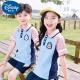 迪士尼小学生校服夏装短袖毕业运动服儿童班服套装学院风幼儿园夏季园服 6623男生红色【袜子+徽章】 100 cm