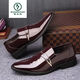 Padpecker Zapatos de cuero genuino para ropa formal para hombres Negocios brillantes Casco Casual 2025 Summer Hombres de cuero para hombres para zapatos versátiles modernos de mediana edad y jóvenes 686 Negro 39