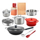 ZWILLING pot set, wok, frying pan, steamer, enamel pot, kitchen knife, cooking utensils, housewarming, wedding, kitchenware set, 32cm-99.78% refined iron pot, upgraded 16-piece set