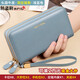 Cool kangaroo wallet women's long style women's 2025 new fashion large capacity head layer cowhide clip double zipper genuine leather clutch burgundy (top layer cowhide) anti-theft brush