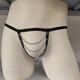 
thong men 2 pieces black men's one-piece perspective metal chain hollow sexy one-piece personality thong 1 piece black metal chain confidential shipping 90-180