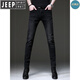 Jeep Spirit Jeep 2025 Sommer Neue High-End-Schwarze Jeans Herren koreanische Version Retro kleine Füße Stretch lässige Hosen Männer 1048 Black 28 [zwei Fuß eins]