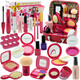Kinder simulierte Kosmetik -Schminktisch Set Manicure Lippenstift Mascara Beauty Box Girl Toy Geschenkbox Ein Puder -PU -Paket Simuliertes Spielzeug 21 Stück