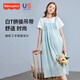 费雪（Fisher-Price）费雪孕妇夏装连衣裙2025新款时尚假两件宽松T恤长裙夏季孕妇裙子 绿色连衣裙 L【125-145斤适穿】
