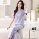 
Modal pajamas for women in summer thin 2025 new pure cotton short-sleeved trousers home clothing set summer cotton can be worn outside 7374 bean green M 80100Jin [Jin equals 0.5 kg]