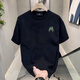 Gtyuwvg2025 sommer Casual Herren Kurzarm T-Shirt Sommer Halbärmel Pure Cotton Trendy Marke Lose All-Match Top T V983 Black XL