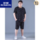 ROMON ice silk sports suit men's summer large size thin style men's quick-drying five-point pants fat plus fat plus loose short sleeves PZ829 black high-quality ice silk suit XL recommended 130-140Jin [Jin equals 0.5 kg]