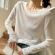 
H826 French soft glutinous sweater hollow sweater high-end loose top round neck blouse fashion item sun protection trend black M suitable for 80-100Jin [Jin equals 0.5 kg]