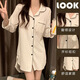乐僖贝俫豆沙色睡衣女长袖睡裙家居服 681#豆沙色衬衫裙 175 L (95-110斤)