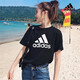 阿迪达斯 （adidas）女装运动套装25夏新款休闲经典透气短袖T恤宽松五分裤短裤两件套 GL0722+JE1309 L