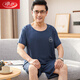 浪莎男士睡衣夏季棉绸短袖中老年人爸爸纯棉家居服薄款莫代尔冰丝套装 2691 XL 建议135-155斤