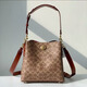 蔻驰（COACH）专柜款WILLOW 22老花手提水桶包 单肩斜挎女包 送女友同价618 棕色C3890-B4NQ4(底部有金属座)